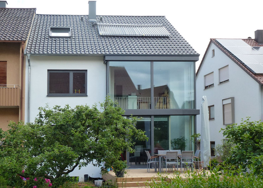 Solarthermie eines Reihenendhaus.