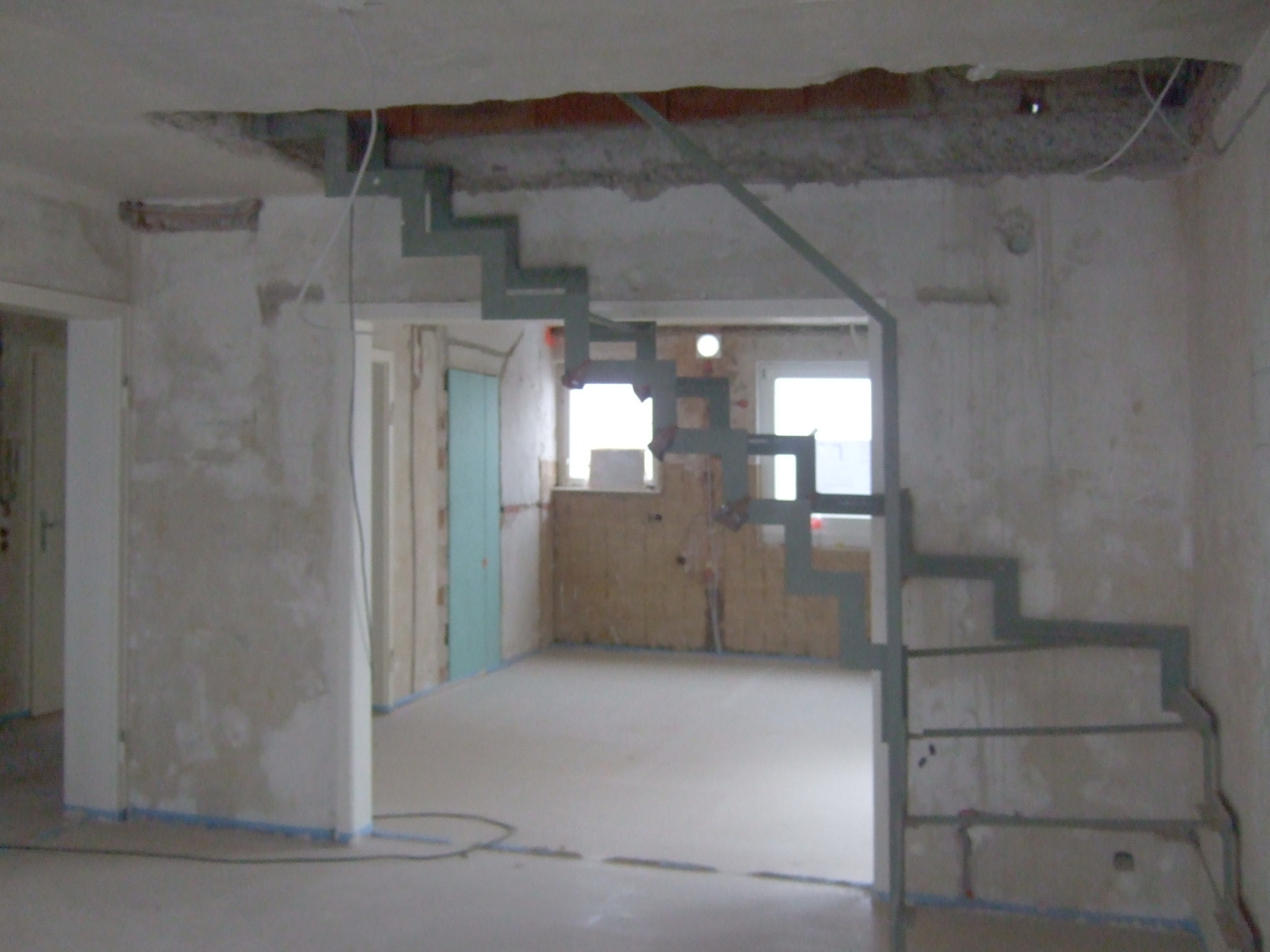 Stahlkonstruktion für die Flachstahltreppe.