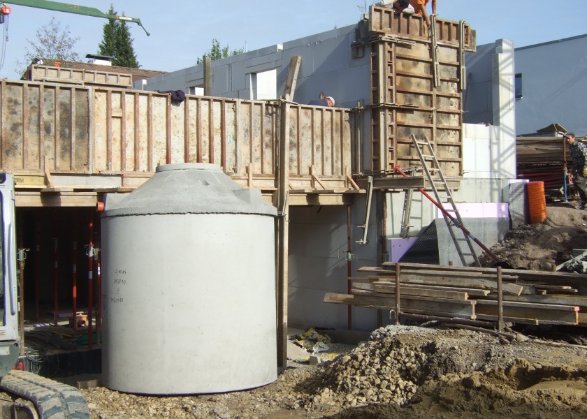 Eisspeicher für den Neubau eines Einfamilienhauses.