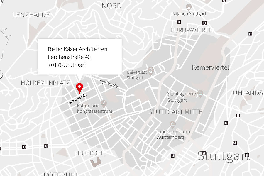 Büro Beller Käser auf einer Karte.