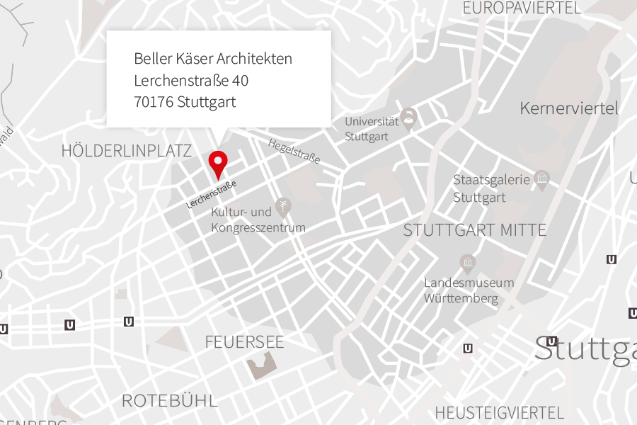 Büro Beller Käser auf einer Karte.